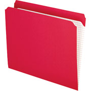Pendaflex Reinforced Colored File Folders With Interior Grid, Letter, Single Tab, Red, 100/Box