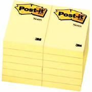 Post-it 1-1/2" x 2" Canary Yellow Flat Notes, 12 Pack