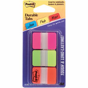 Post-it 1" Pink/Green/Orange Durable Index Tabs, 66/Pack
