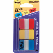Post-it 1" Red/Yellow/Blue Durable Index Tabs, 66/Pack