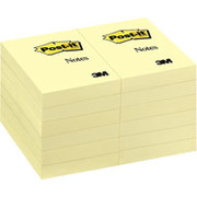 Post-it 2" x 3" Canary Yellow Flat Notes, 12 Pack