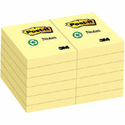 Post-it 2" x 3" Recycled Canary Yellow Flat Notes