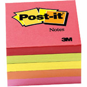 Post-it  3" x 3" Assorted Neon Flat Notes