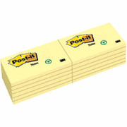 Post-it 3" x 5" Recycled Canary Yellow Flat Notes
