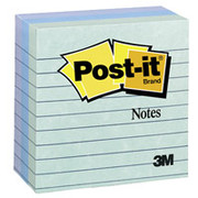 Post-it 4" x 4" Assorted Aquatic Line-Ruled Flat Notes