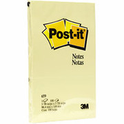 Post-it 4" x 6" Canary Yellow Flat Notes, 12 Pack