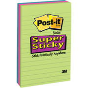 Post-it 4" x 6" Line-Ruled Assorted Color Super Sticky Notes