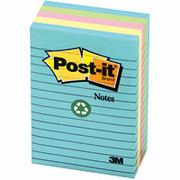 Post-it 4" x 6" Recycled Pastel Line-Ruled Flat Notes