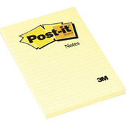 Post-it 5" x 8" Canary Yellow Line-Ruled Flat Notes, 2 Pack