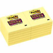 Post-it Super Sticky 3" x 3" Canary Yellow Notes, 12 Pack