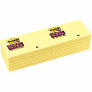 Post-it Super Sticky 3" x 5" Canary Yellow Notes, 12 Pack