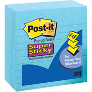 Post-it Super Sticky 4" x 4" Pop-up Notes, Aquamarine, Lined Ruled