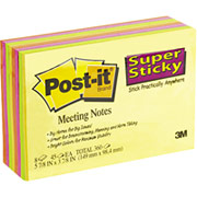Post-it Super Sticky 4" x 6" Assorted Neon Meeting Notes