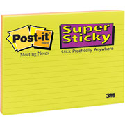 Post-it Super Sticky 6" x 8" Line Ruled  Assorted Neon Meeting Notes
