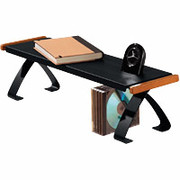 Rolodex Distinctions Punched Black Metal and Cherry Wood Off-Desk Shelf