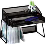 Rolodex Expressions Black Wire Mesh Desk Shelf with Drawer
