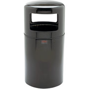 Rubbermaid Atrium Fiberglass 28-Gallon Waste Container Series, Dome Top, Black