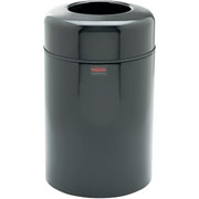 Rubbermaid Atrium Fiberglass 28-Gallon Waste Container Series, Radius Top, Black