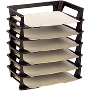 Rubbermaid Stackable Side-Load Letter-Trays, Smoke, 6/Pack