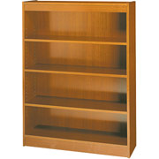 SAFCO Workspace Square Edge Veneer 4 Shelf Bookcase, Medium Oak