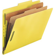 SJ Paper Colored Classification Folders, Letter, 2 Partitions, Canary, 25/Box