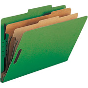 SJ Paper Colored Classification Folders, Letter, 2 Partitions, Green, 25/Box