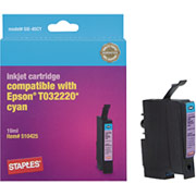 STAPLES Cyan Ink Cartridge Compatible with Epson T032220