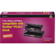 STAPLES Fax Cartridges Compatible with Brother PC401, 2/Pack
