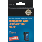 STAPLES Remanufactured Black Ink Cartridge Compatible with Lexmark 34