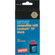 STAPLES Remanufactured Black Ink Cartridge Compatible with Lexmark 70