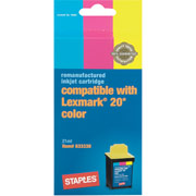 STAPLES Remanufactured Color Ink Cartridge Compatible with Lexmark 20