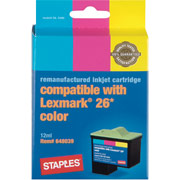 STAPLES Remanufactured Color Ink Cartridge Compatible with Lexmark 26