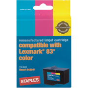 STAPLES Remanufactured Color Ink Cartridge Compatible with Lexmark 83