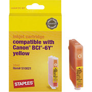 STAPLES Yellow Ink Cartridge Compatible with Canon BCI-6Y