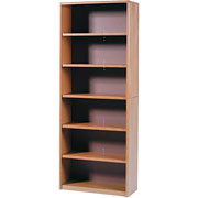 Safco Value Mate Steel Bookcase, Medium Oak on Steel, 6 Shelves, 80"H x 31 3/4"W x 13 1/2"D
