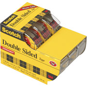 Scotch Double Sided Permanent Tape with Dispenser; 1/2" x 250", 3/Pk