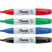 Sharpie Chisel Tip Permanent Markers, Assorted, 4 Pack