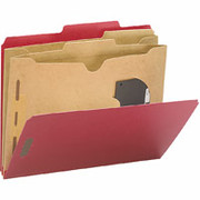 Smead Colored Pocket-Style Classification Folders, Letter, 2 Partitions, Bright Red, 10/Box
