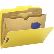 Smead Colored Pocket-Style Classification Folders, Letter, 2 Partitions, Yellow, 10/Box