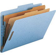 Smead Colored Pressboard Classification Folders, Legal, 2 Partitions, Blue, 10/Box