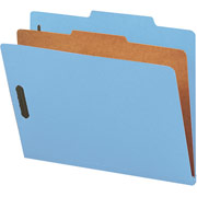Smead Colored Pressboard Classification Folders, Letter, 1 Partition, Blue, 10/Box