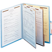 Smead Colored Pressboard Classification Folders, Letter, 2 Partitions, Blue, 10/Box