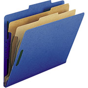Smead Colored Pressboard Classification Folders, Letter, 2 Partitions, Dark Blue, 10/Box