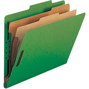 Smead Colored Pressboard Classification Folders, Letter, 2 Partitions, Green, 10/Box