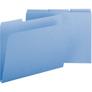 Smead Colored Pressboard File Folders, 3 Tab, Letter, Blue, 25/Box