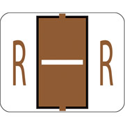 Smead End-Tab Bar Style Color-Coded Labels, "R", Brown