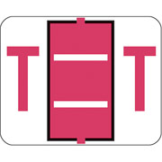 Smead End-Tab Bar Style Color-Coded Labels, "T", Red