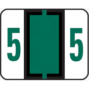 Smead End-Tab Bar Style Numeric Color-Coded Labels, 5-Dark Green