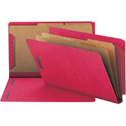 Smead Pressboard End Tab Classification Folders, Legal, 2 Partitions, Bright Red, 10/Box