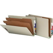 Smead Pressboard End Tab Classification Folders, Legal, 2 Partitions, Gray/Green, 10/Box